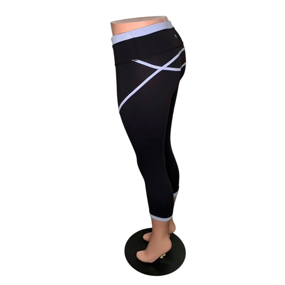 Lululemon Roll Out Crop Leggings Black/Lavender Dust Size 4